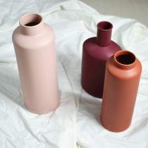Modern minimalist living room orange-red ceramic dry flower matte vase floral home decorations creative ornaments