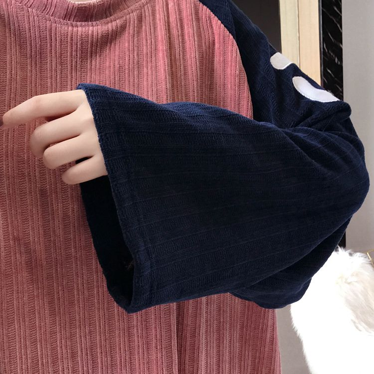 Váy ngủ nữ dài phần mùa thu và mùa đông dài tay phiên bản Hàn Quốc của các cô gái đơn giản cộng với áo len sinh viên chất béo cashmere. - Đêm đầm váy ngủ dài tay