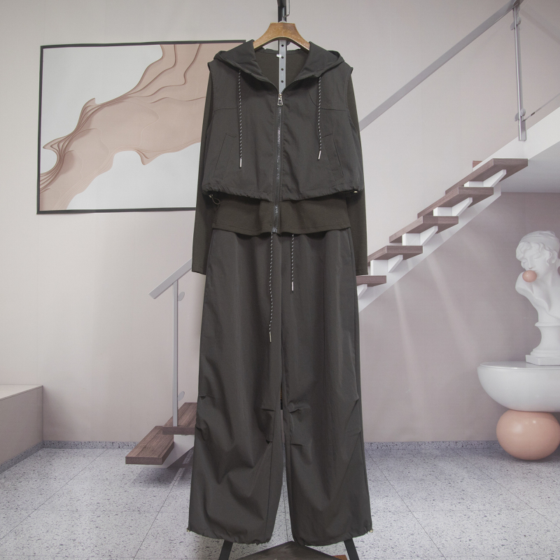 Casual Hooded Zip-Up Cardigan Wide-Leg Pants Long Pants Set for Women 2026 Autumn New Slimming Two-Piece Set Trendy 6841 Casual Hooded Zip-Up Cardigan Wide-Leg Pants Long Pants Set for Women 2026 Autumn New Slimming Two-Piece Set Trendy 6841