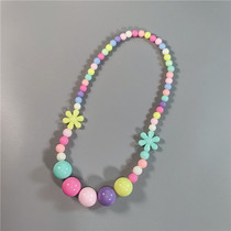 Childrens jewelry little girl girl accessories cute flower candy color bead necklace