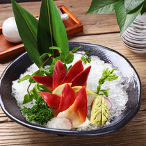 Hotel ceramic tableware Japanese vintage triangle Black Sabre Bowl creative sasab platter Japanese Sabre seafood ice