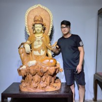 Деревянная корневая гравюра гравюра Millaving Buddha с легкостью в парке Гуаньив с твердым деревом ручной работы бодхисаттва RED WOO