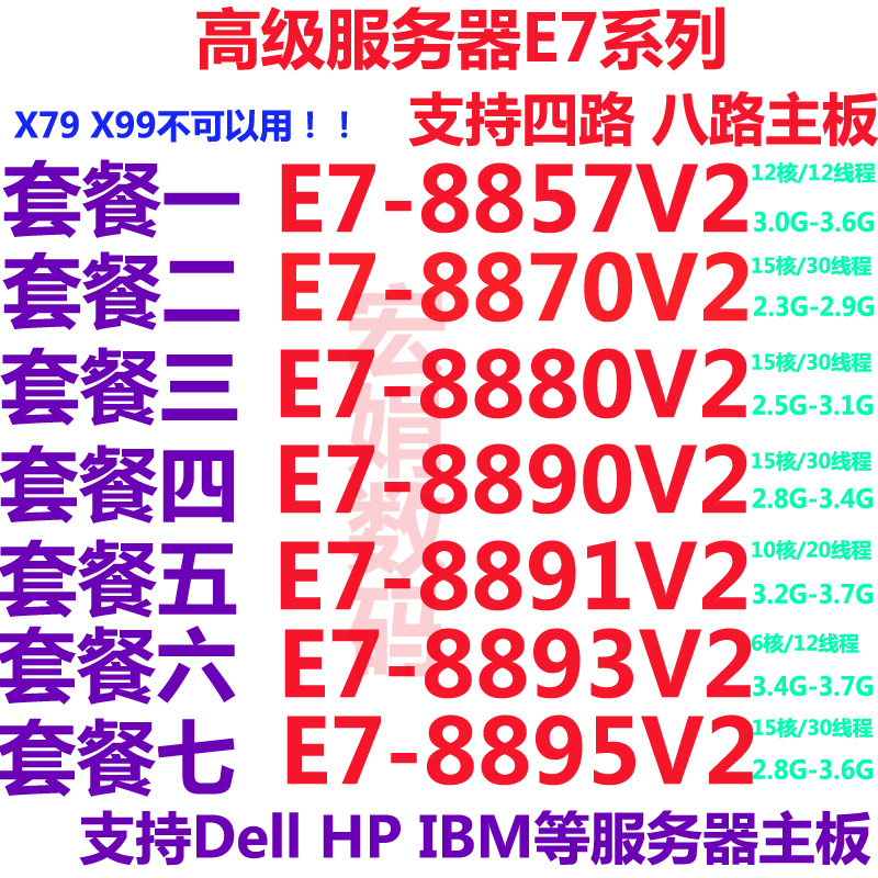 Intel E7-8857 8870 8880 8880 8891 8891 8893 8895V2DeLL HP IBM CPU