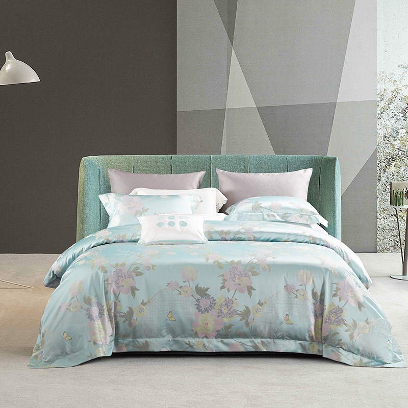 Mengjie Butterfly Love Flowers High Jing Dense Jacquard Bedding Four-piece New Chinese Elegant Quilt Cover 13824