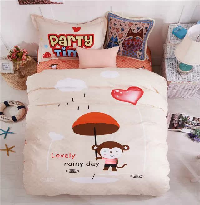 bộ đồ giường ký túc xá quảng cáo ba mảnh yêu thích phim hoạt hình mẫu khăn trải giường chăn trẻ em - Bộ đồ giường trẻ em 	bộ chăn ga gối cho bé gái	