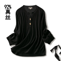 True Silk Knit 70% Sleeves Big Code Woman 2022 Spring half open v Collar Blouse Temperament 92 Mulberry Silk Undershirt Tide