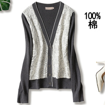 Spring Charese lace cardiovert lady short V neckline sweater jacket hook flower clearing house foreign trade big code loose knit cardio-hoodie