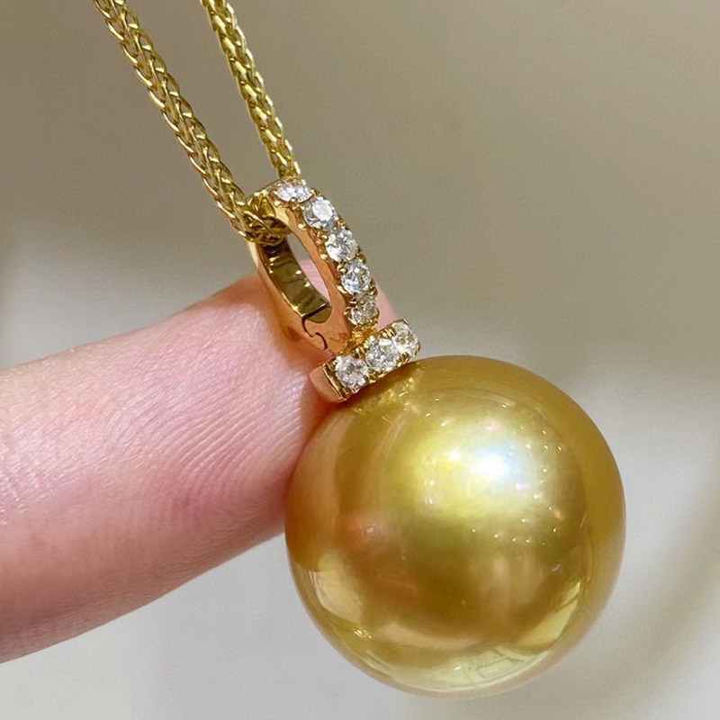 金海水珍珠项链:南洋金珠正圆浓金色,奢华与自然的完美碰撞!-颈饰-淘宝好物网