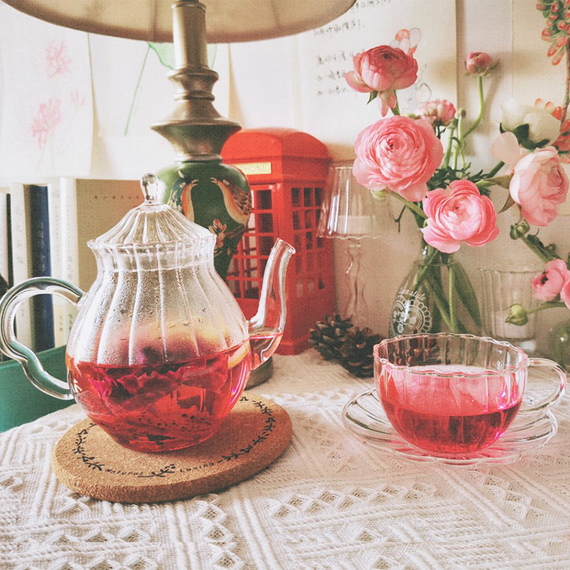 English classical afternoon tea Living room table retro glass teapot can be heated