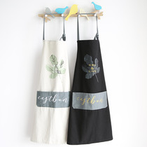 Apron female Korean version of the Nordic style pure cotton fabric art oil-proof apron Kitchen coffee shop bakery parent-child apron