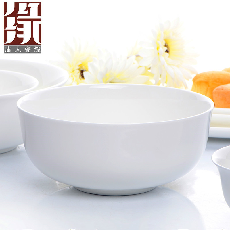 Bone Porcelain Pure White Cutlery 5 Inch 6 Inch 7 Inch Chinese Noodle Bowl Home Rice Bowl Home Rice Bowl Round Field Wind