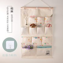 Day special cotton linen fabric storage hanging bag waterproof large storage bag multi-layer hanging wall storage bag door rear wall hanging