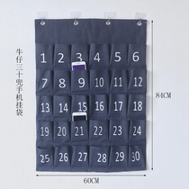 Oversized cotton linen 30 pocket storage bag wall waterproof fabric storage bag sundries wall hanging multi-layer hanging bag