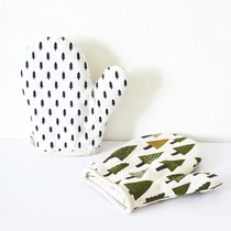 Cotton linen insulated gloves kitchen baking microwave oven anti-scalding gloves thickened heat-resistant baking gloves