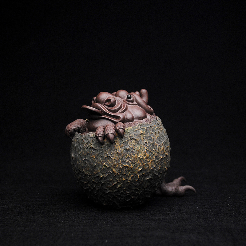 Famous Yixing purple sand tea pet tea ornament a lifetime of wealth All handmade purple sand gold toad purple sand sculpture Fidelity