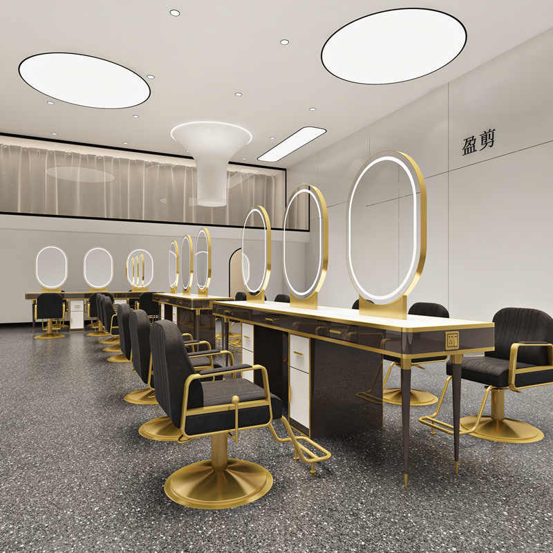 Hair salon special with lamp Beauty hair Shop Haircut Mirror Bogang Stone Marble Tattooer Single side double-position Polymirror table