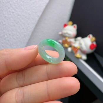 5-6 circle burmese natural jade a goods ice floating green ring 200#