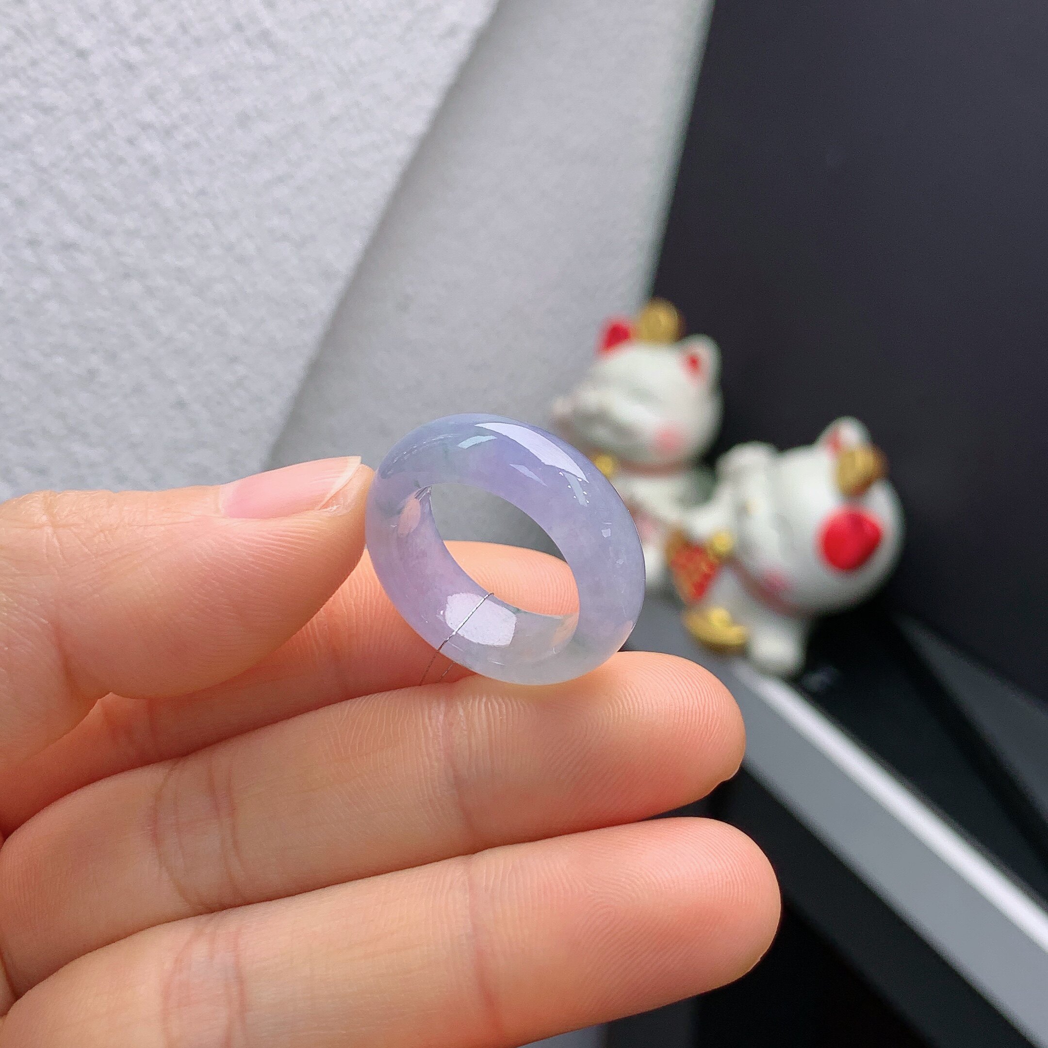 13-14 circle Burmese natural jade A goods ice violet floating flower ring A349#