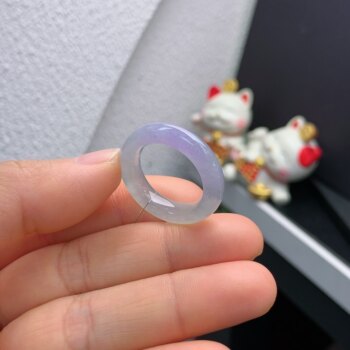 18 circle burmese natural jade a grade icy violet semi-mountain water ring 213#
