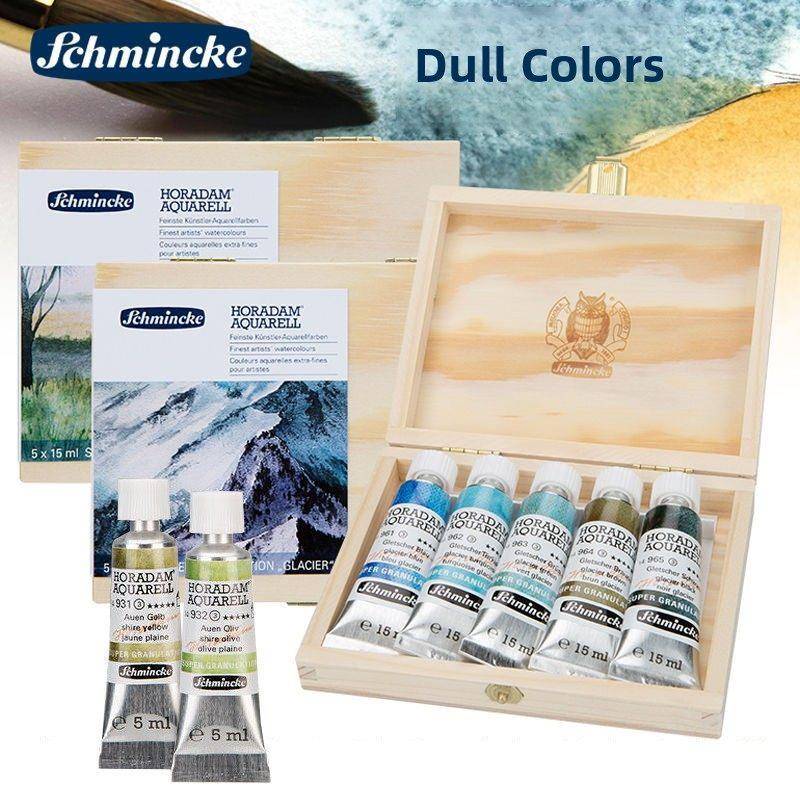 German Schmincke Watercolor Paint, Direct from the Manufacturer, 5 Colors, Wooden Box Set, 15ml German Schmincke Watercolor Paint, Direct from the Manufacturer, 5 Colors, Wooden Box Set, 15ml
