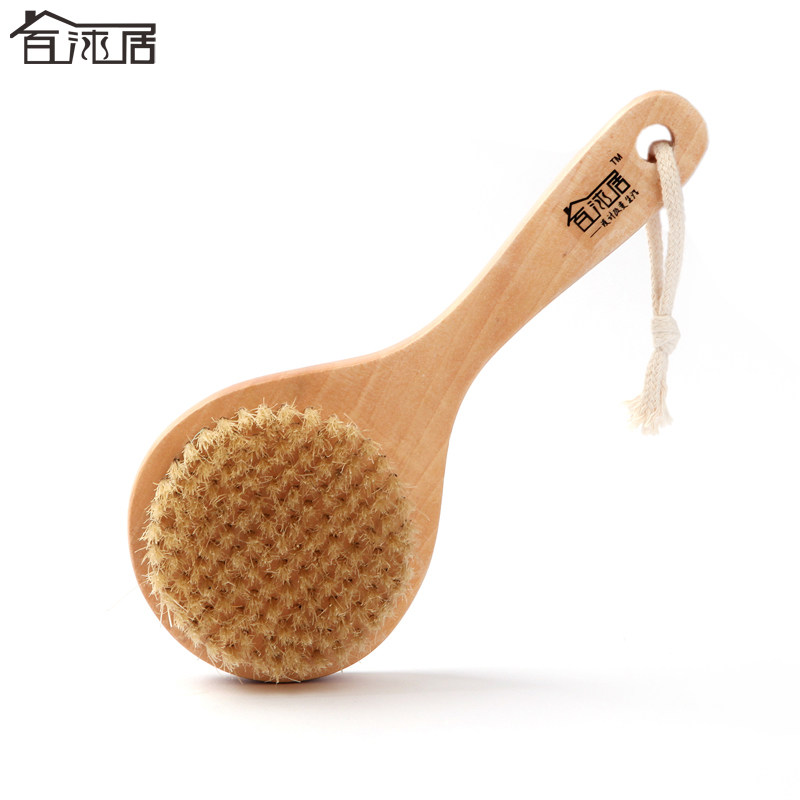 百沐居短柄猪鬃毛 沐浴刷搓澡猪鬃毛刷沐浴擦搓澡刷圆头刷搓脚刷