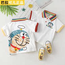 Bala-year-old baby Polo shirt male and female pure cotton short sleeve summer and casual turn-over t-shirt cartoon blouses