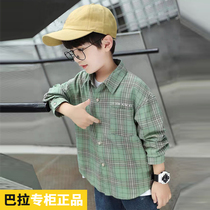 Bala childrens clothing childrens inch shirt spring and autumn middle child baby long sleeve cotton inch clothing casual plaid lapel top