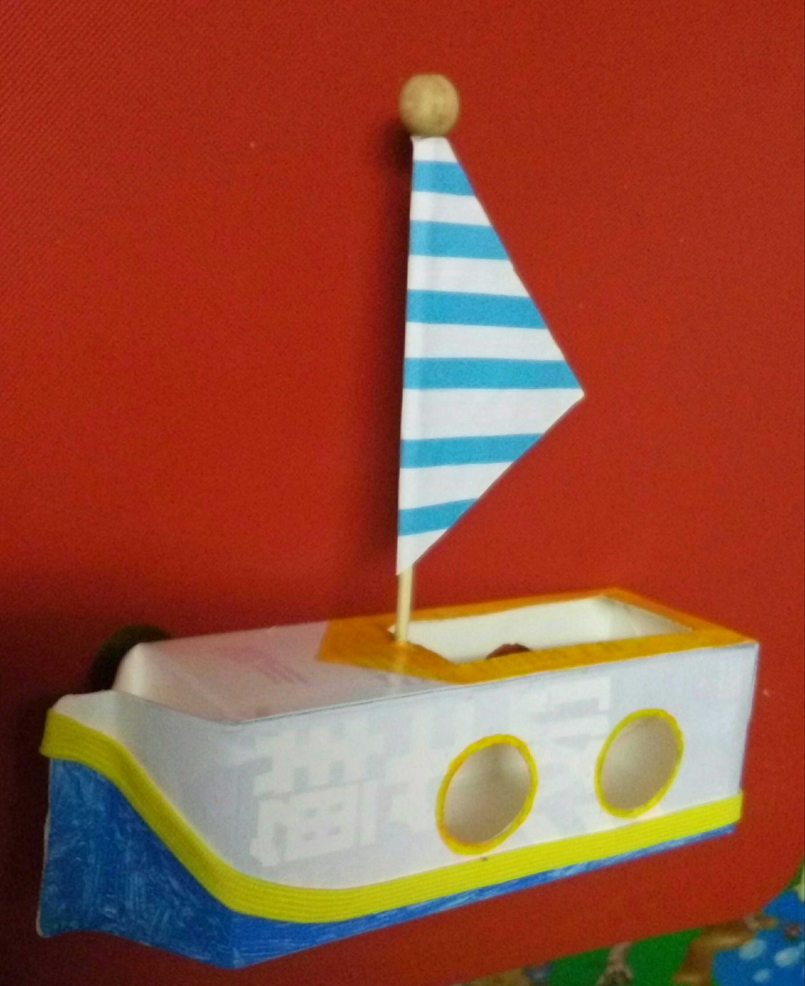 Milk carton boat Milk carton handmade waste utilization finished product milk milk carton waste utilization