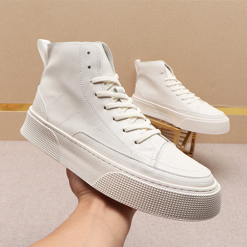 High Cylinder Board Shoes Martin Boots Man Fall Breathable Korean Version Small White Shoes Casual Inner Heightening Shoes Boomer Shoes 100 Hitch