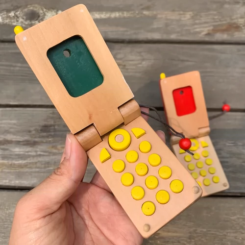 Японская элитная деревянная реалистичная интеллектуальная игрушка, раскладной красный мобильный телефон, 2 цветов