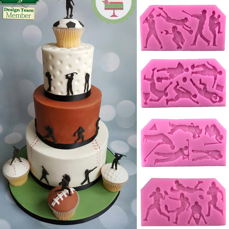 Công cụ làm bánh kẹo mềm Bóng thể thao hình người mẫu fondant khuôn silicone lỏng - Tự làm khuôn nướng khuôn làm bánh hình thú