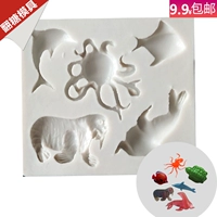 Tự làm khuôn bánh sinh vật biển cua hải mã fondant silicone lỏng silicone khuôn mềm gốm thủ công xà phòng khuôn bánh trung thu