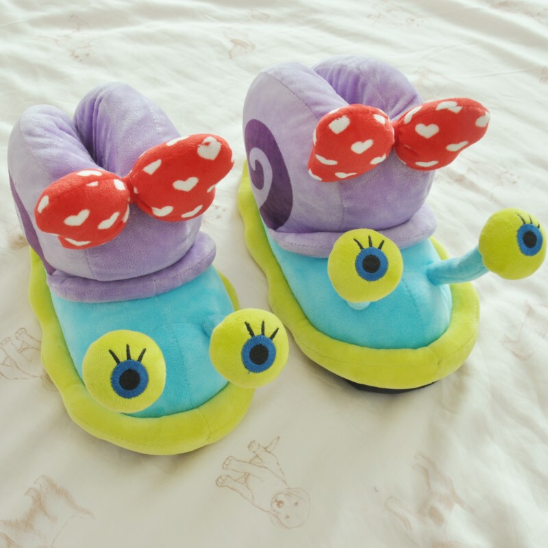 Autumn and Winter Spongebob and Gary Girlfriend-Style Slippers with Cotton Lining, Home Couple Snail Slippers, Indoor Warm Boots for Men and Women Autumn and Winter Spongebob and Gary Girlfriend-Style Slippers with Cotton Lining, Home Couple Snail Slippers, Indoor Warm Boots for Men and Women