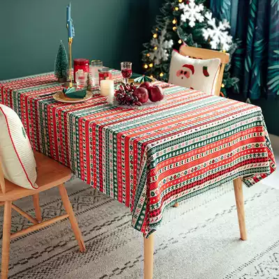 Spring Festival Christmas table cloth tea table red cotton linen fabric rectangular table cloth square table round table round round