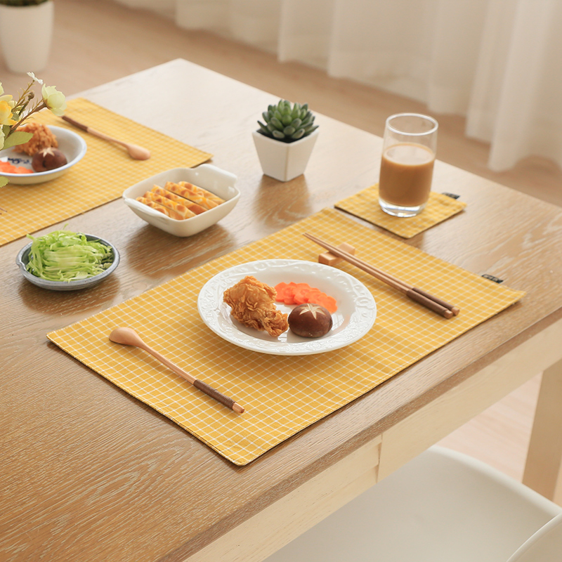 Meals Cloth Elementary School Children Cloth Art Cotton Hemp Table Mat Dining Mat Heat Insulation Day Style Double Layer Children's Cup Mat Photo Lunch