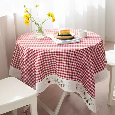 Tablecloth fabric Dining table cloth Rectangular small fresh literary tablecloth Round round table cloth Square lattice dining table mat cloth