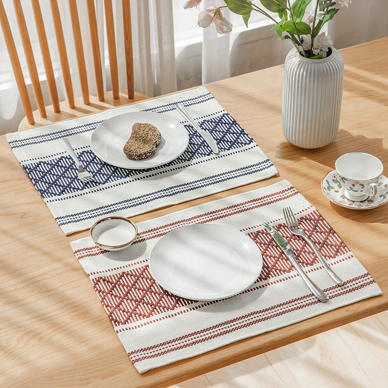 Placemat Chinese style light luxury fabric cloth mat elementary school students lunch mat anti-scalding modern table mat table mat cloth heat insulation mat