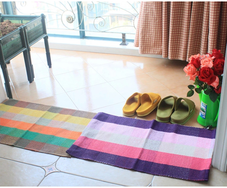 Bông kẻ sọc đơn giản pad cửa pad phòng ngủ Phòng khách cửa mat mat Không trơn trượt thảm phòng tắm 45 * 70 thảm xốp cho bé concung