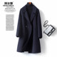 Mid-length double-breasted Korean style cashmere coat for women