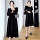 Pregnant women's autumn dress trendy mom fashion style over the knee to cover the belly does not show a sense of high-end temperament pregnant woman dress autumn and winter