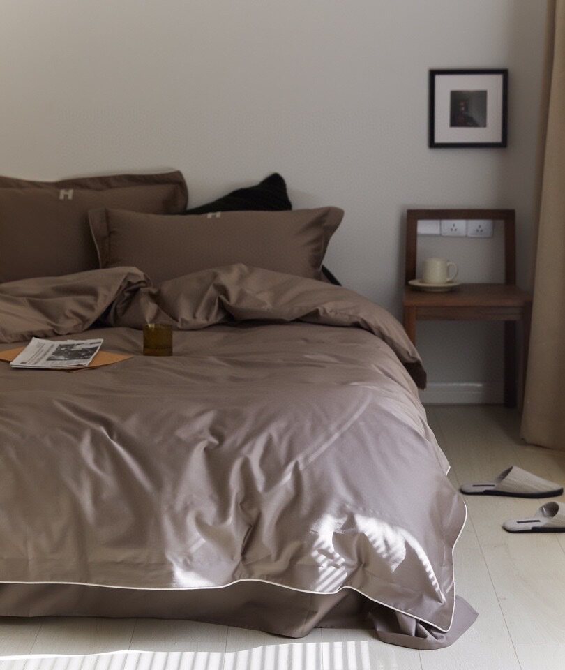 Customize INS wind spring summer new 100 Australian cotton four sets embroidery pure color high-end bed product kit quilt cover, etc.