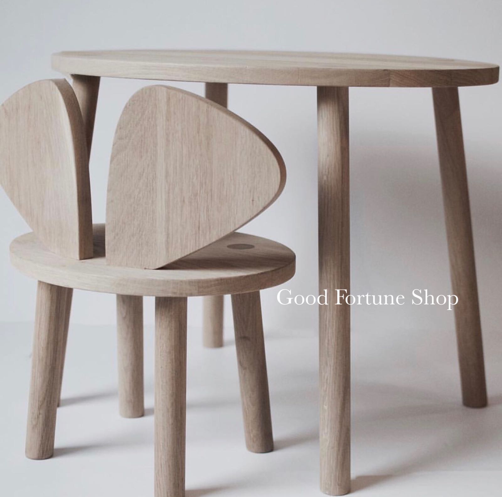 Customized INS style small wing shape mouse chair solid wood bench set children's room with shooting decoration props