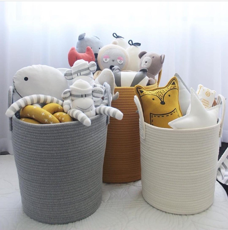 Custom INS Wind Cotton Thread Woven Containing Basket Toddler Toddler Toy Casket Cotton Thread Ground Mat Photo Props