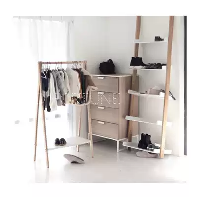 Customized INS style simple home children's clothes hanger solid wood hanger clothing display rack ladder rack