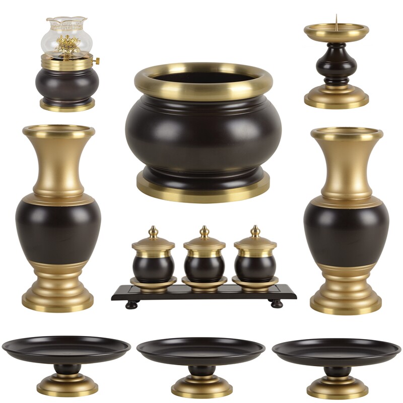 Buddha tools copper fragrance furnace fruit disk for plate water cup Vase fragrance lamp temple for Buddha to serve the suit