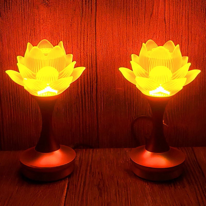 Zirim Buddha Lamp Glazed Lotus Lamp Crystal Led Financial God Lantern Buddha front for the lamp battery for the Buddha lamp Changming light pair