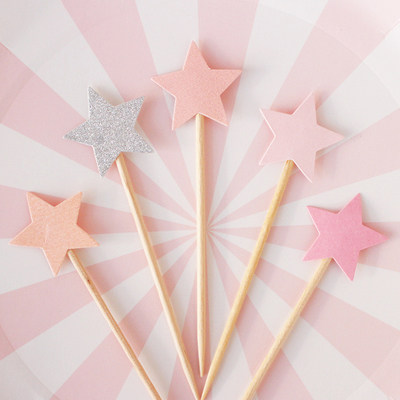 Cartoon Five Color Stars Pentagram Inserted fruit inserts Inserted Flags Inserts of Mother's Day Birthday Cake Decoration
