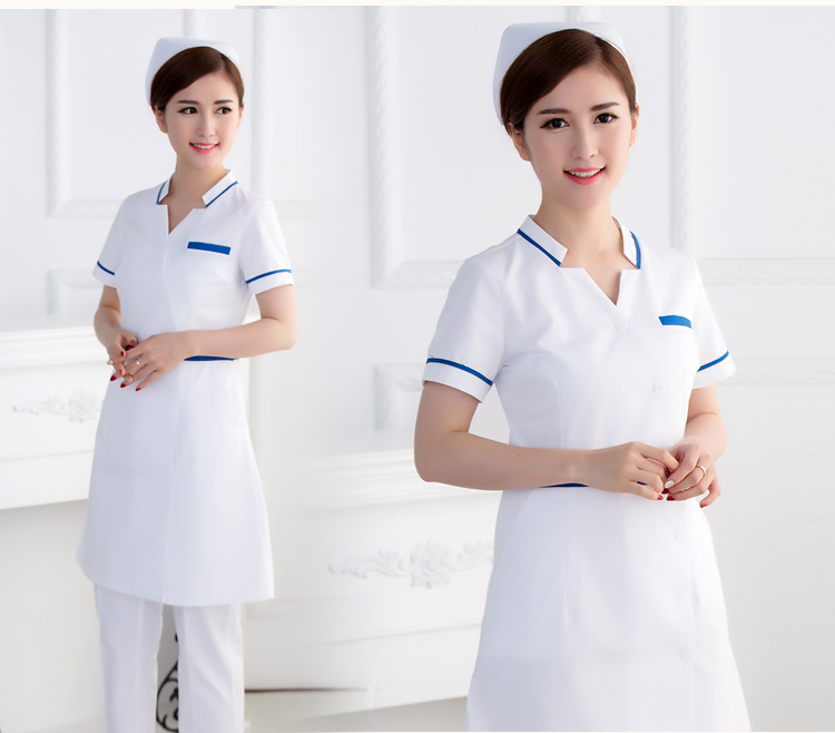 White powder nurse work skirt nurse clothes short-sleeved female doctor nurse clinic white coat pharmacy beauty salon work clothes