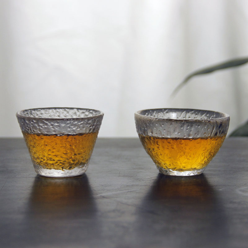Japan-style Hammer Print glass Tea drinking cup Heat-resistant Kung Fu Small tea cup Home Master's cup Individual Cup Smelling Cups