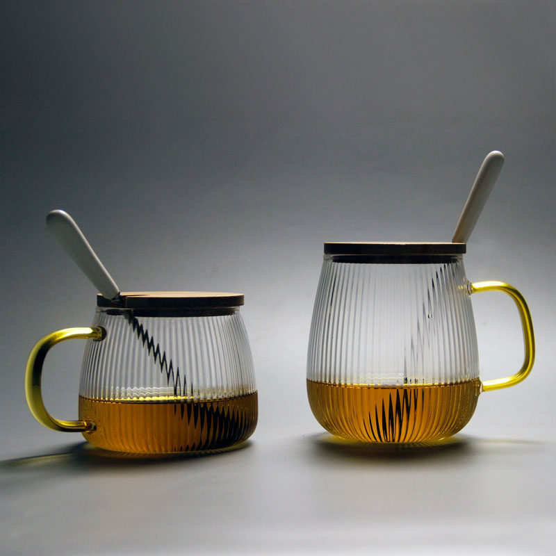 Heat Resistant Glass Cup Vertical Striped Striped Tea Cup Milk Cup Home Water Cup Microwave Heating Breakfast Cup Coffee Cup